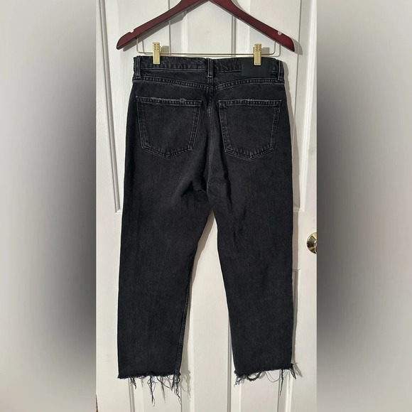 Zara Denim - ZARA The High Waist Kick 8 Distressed Black Raw Hem Light Destroy Jean